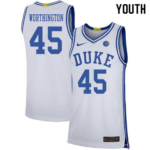 2020 Youth #45 Keenan Worthington Duke Blue Devils College Basketball Jerseys Sale-White